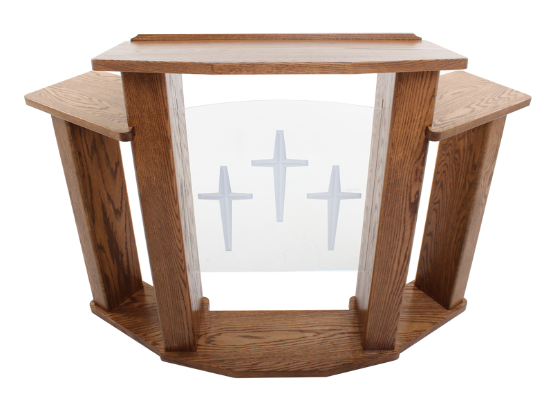 Wood with Acrylic Pulpit 778 Exhorter-Top Angle View-Wood With Acrylic Pulpits, Podiums and Lecterns-Podiums Direct