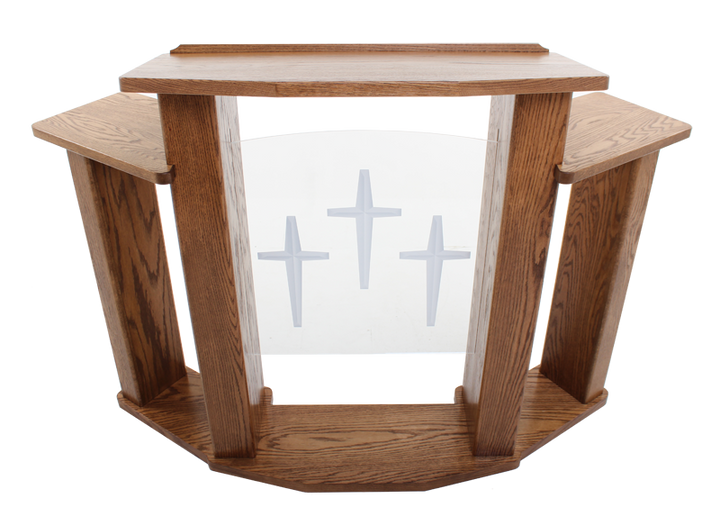 Wood with Acrylic Pulpit 778 Exhorter-Top Angle View-Wood With Acrylic Pulpits, Podiums and Lecterns-Podiums Direct