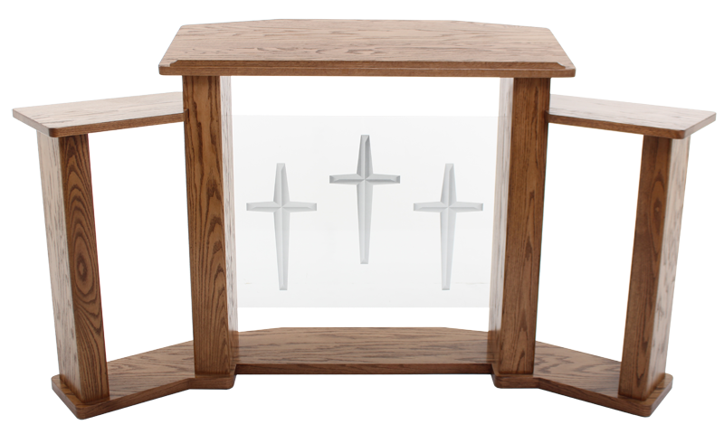 Wood with Acrylic Extra Wide Pulpit 779 Exhorter-Back View-Wood With Acrylic Pulpits, Podiums and Lecterns-Podiums Direct