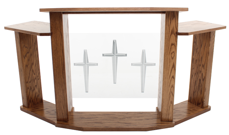 Wood with Acrylic Extra Wide Pulpit 779 Exhorter-Wood With Acrylic Pulpits, Podiums and Lecterns-Podiums Direct