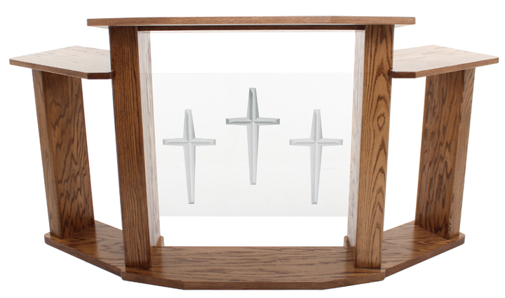 Wood with Acrylic Extra Wide Pulpit 779 Exhorter-Wood With Acrylic Pulpits, Podiums and Lecterns-Podiums Direct