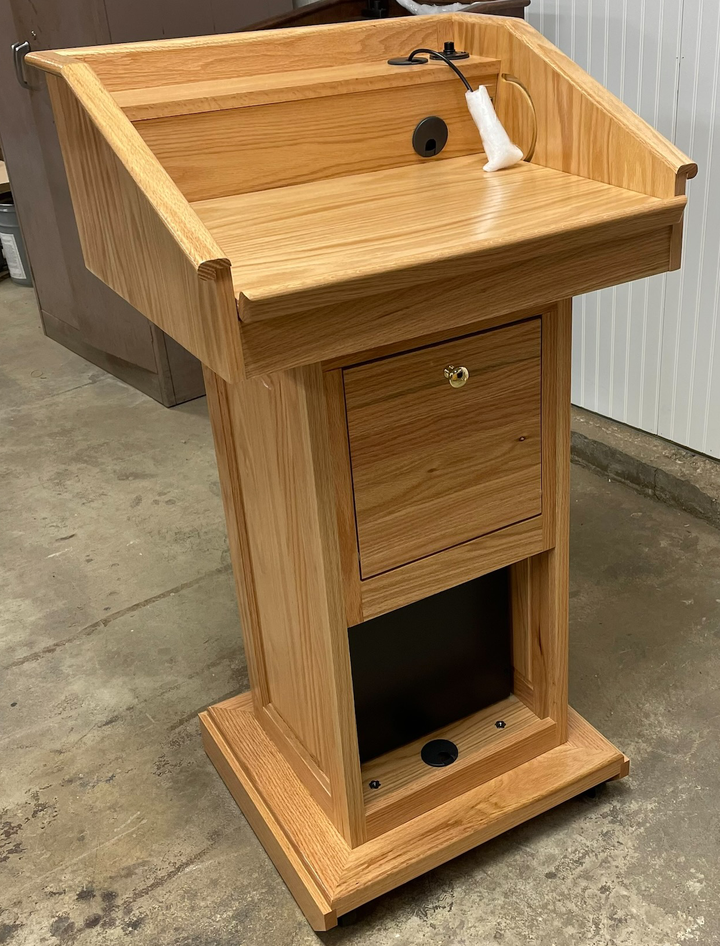 Handcrafted Solid Hardwood Lectern CLR235-EV Counselor Evolution-Back Angle View-Handcrafted Solid Hardwood Pulpits, Podiums and Lecterns-Podiums Direct
