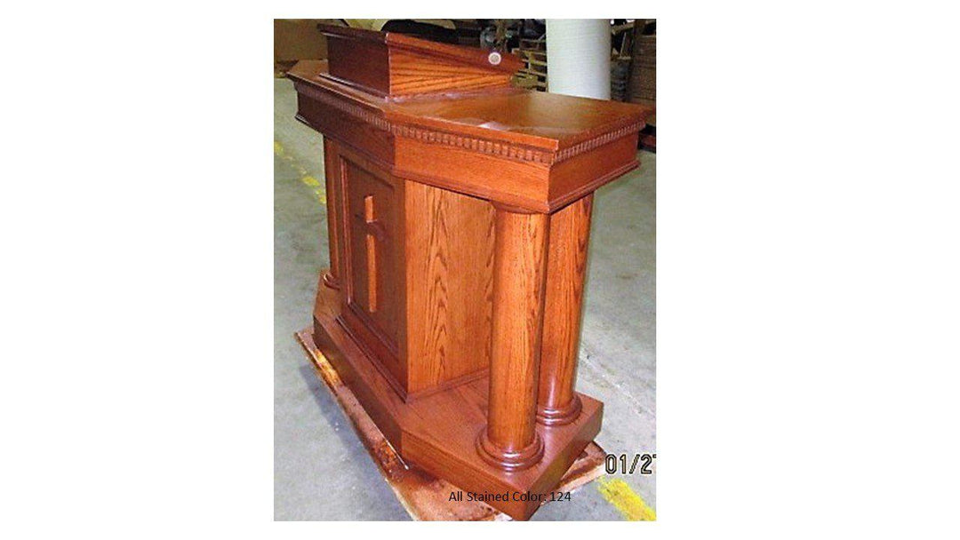 Church Wood Pulpit Custom No. 810-All Stained Side 124-Church Solid Wood Pulpits, Podiums and Lecterns-Podiums Direc