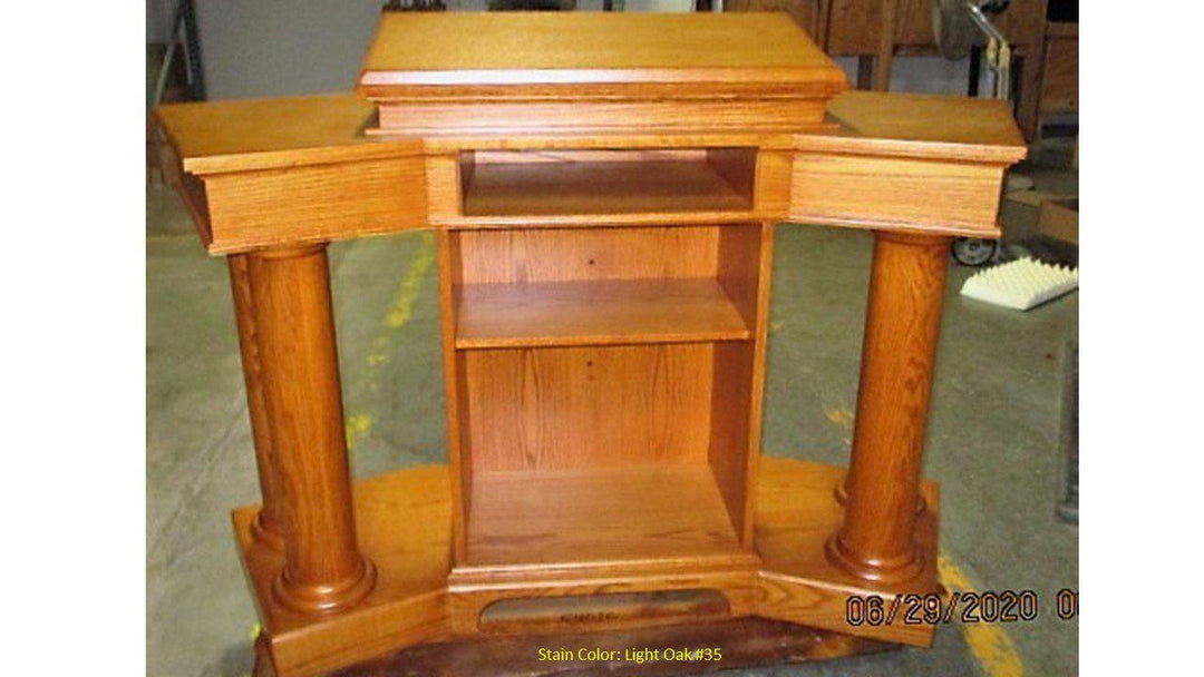 Church Wood Pulpit Custom No. 810-All Stained Back View-Church Solid Wood Pulpits, Podiums and Lecterns-Podiums Direct