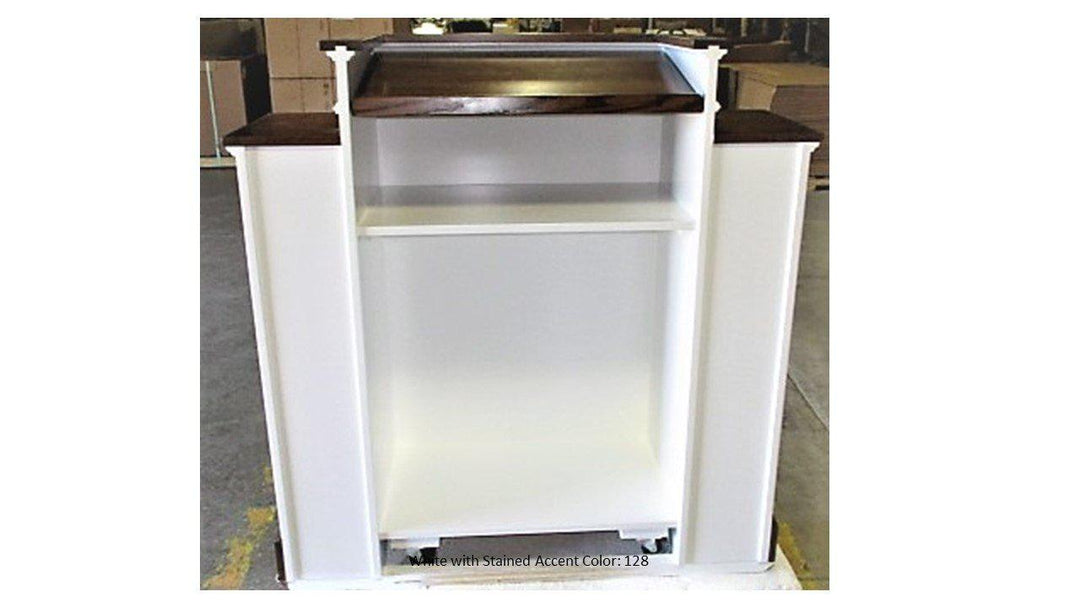 Church Wood Pulpit Wing NO 810W-Back White with Stain 128-Church Solid Wood Pulpits, Podiums and Lecterns-Podiums Direct