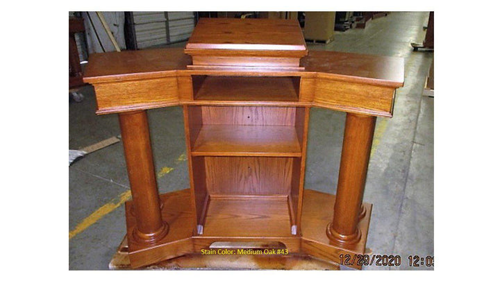 Church Wood Pulpit Custom No. 810-Back View Medium Oak-Church Solid Wood Pulpits, Podiums and Lecterns-Podiums Direct