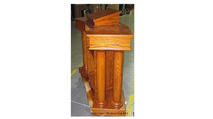 Church Wood Pulpit Custom No. 810-Side View Medium Oak-Church Solid Wood Pulpits, Podiums and Lecterns-Podiums Direct