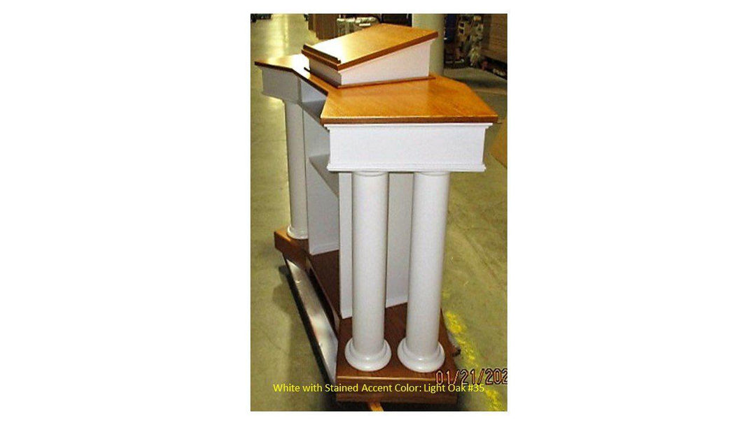 Church Wood Pulpit Custom No. 810-Side White with Light Oak 35-Church Solid Wood Pulpits, Podiums and Lecterns-Podiums Direct