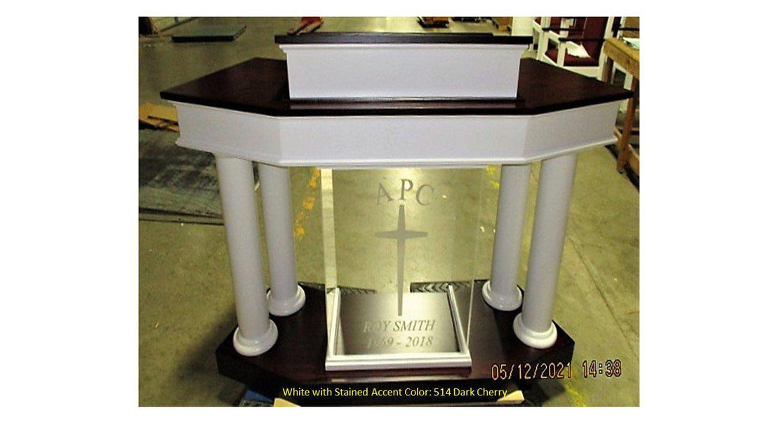 Wood With Acrylic Pulpit Customer NO. 810 WA-Front White with 514-Wood With Acrylic Pulpits, Podiums and Lecterns-Podiums Direct