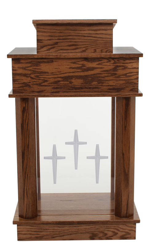 Wood with Acrylic Column Pulpit 810 Exhorter-Front View-Wood With Acrylic Pulpits, Podiums and Lecterns-Podiums Direct