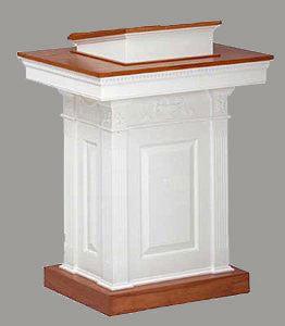 Church Wood Pulpit Pedestal NO 8201-White With Stained Accents-Church Solid Wood Pulpits, Podiums and Lecterns-Podiums Direct