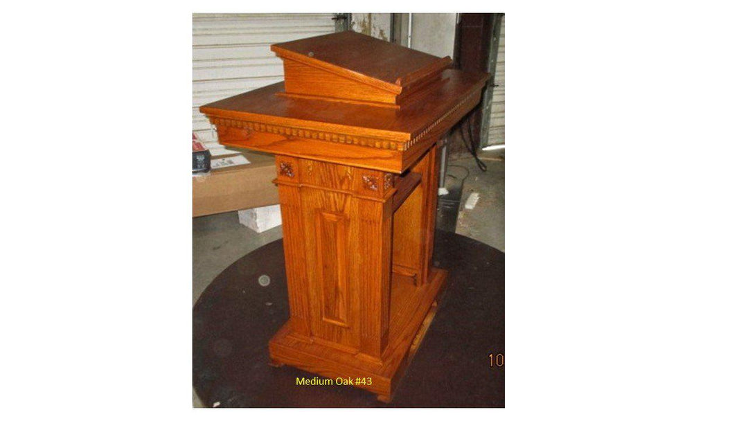 Church Wood Pulpit Pedestal NO 8201-Back Angle View-Church Solid Wood Pulpits, Podiums and Lecterns-Podiums Direct