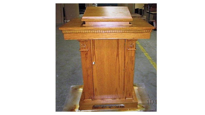 Church Wood Pulpit Pedestal NO 8201-Back View LO-Church Solid Wood Pulpits, Podiums and Lecterns-Podiums Direct