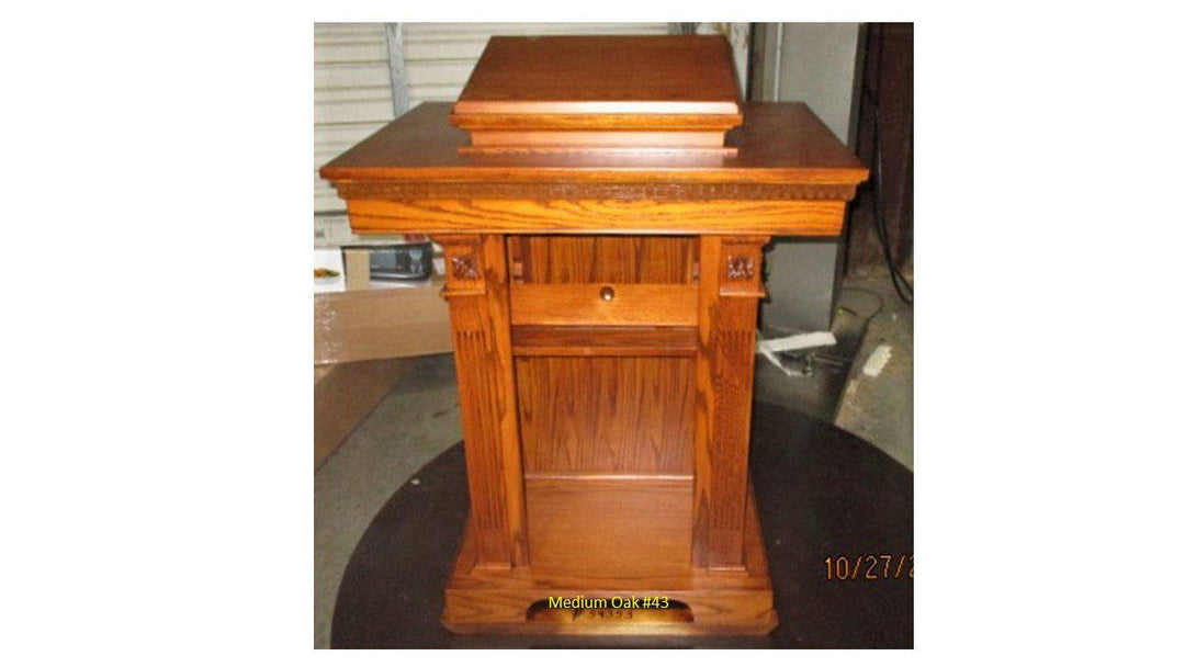 Church Wood Pulpit Pedestal NO 8201-Back View-Church Solid Wood Pulpits, Podiums and Lecterns-Podiums Direct