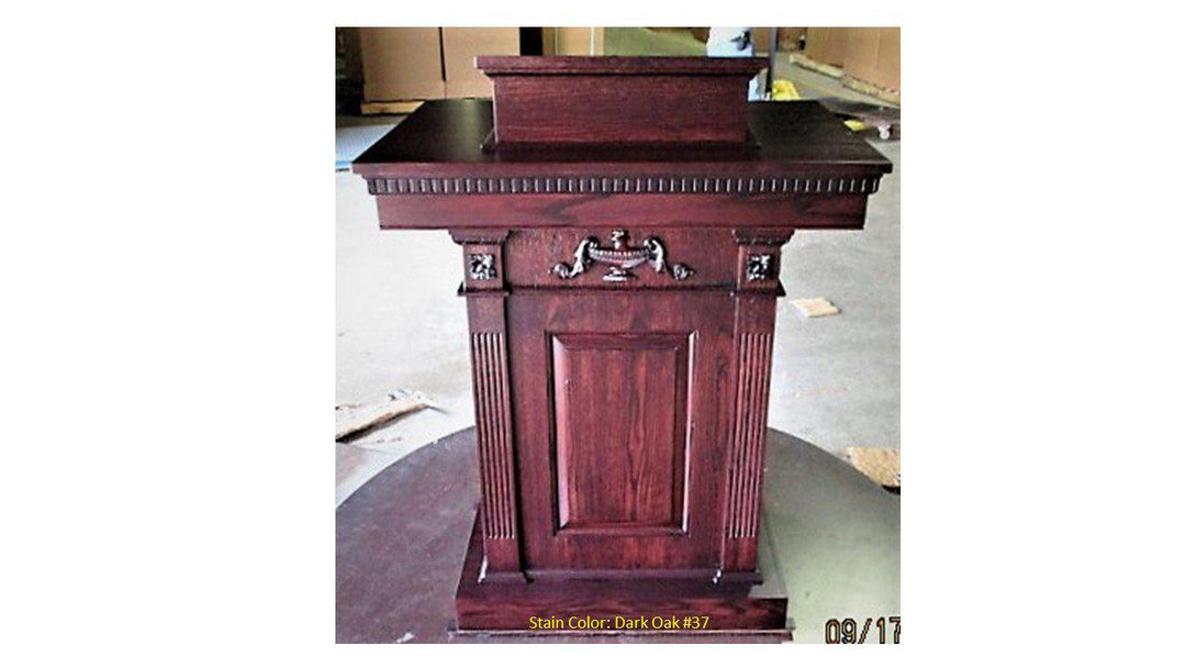 Church Wood Pulpit Pedestal NO 8201-Front-Church Solid Wood Pulpits, Podiums and Lecterns-Podiums Direct