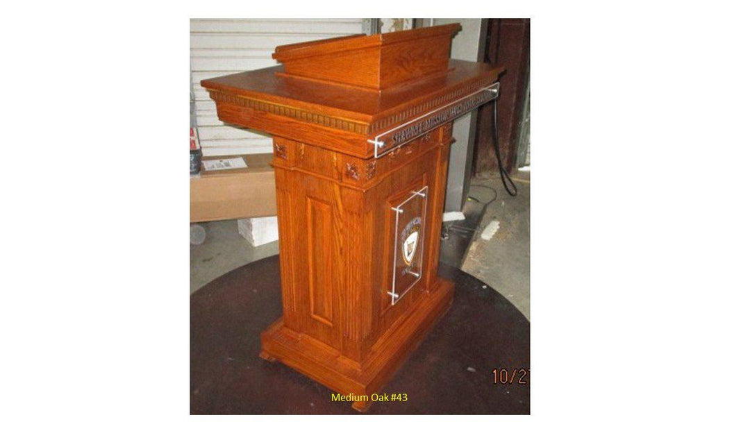 Church Wood Pulpit Pedestal NO 8201-Front Angle View-Church Solid Wood Pulpits, Podiums and Lecterns-Podiums Direct