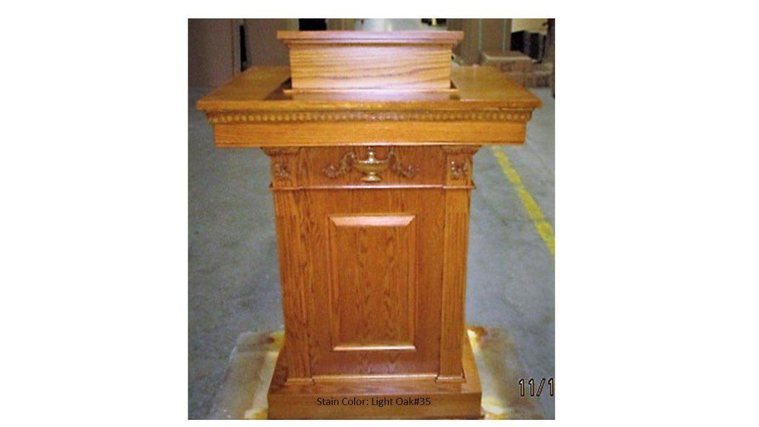 Church Wood Pulpit Pedestal NO 8201-Front View LO-Church Solid Wood Pulpits, Podiums and Lecterns-Podiums Direct