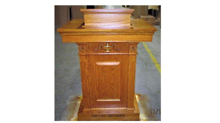 Church Wood Pulpit Pedestal NO 8201-Front View LO-Church Solid Wood Pulpits, Podiums and Lecterns-Podiums Direct