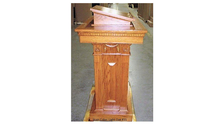 Church Wood Pulpit Pedestal NO 8201-Side View LO-Church Solid Wood Pulpits, Podiums and Lecterns-Podiums Direct