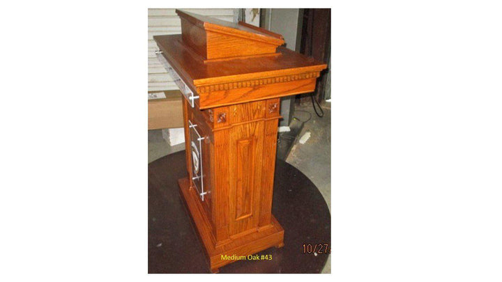 Church Wood Pulpit Pedestal NO 8201-Side View-Church Solid Wood Pulpits, Podiums and Lecterns-Podiums Direct