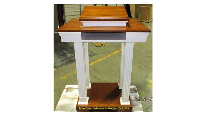 Church Wood Pulpit Pedestal NO 8401-Back Medium Oak 43-Church Solid Wood Pulpits, Podiums and Lecterns-Podiums Direct