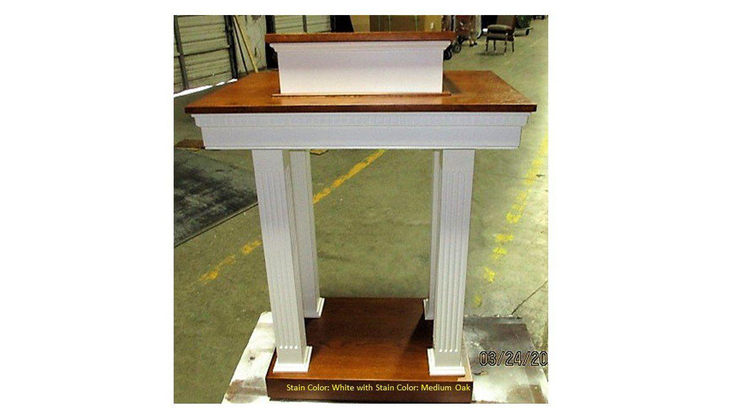 Church Wood Pulpit Pedestal NO 8401-Front Medium Oak 43-Church Solid Wood Pulpits, Podiums and Lecterns-Podiums Direct