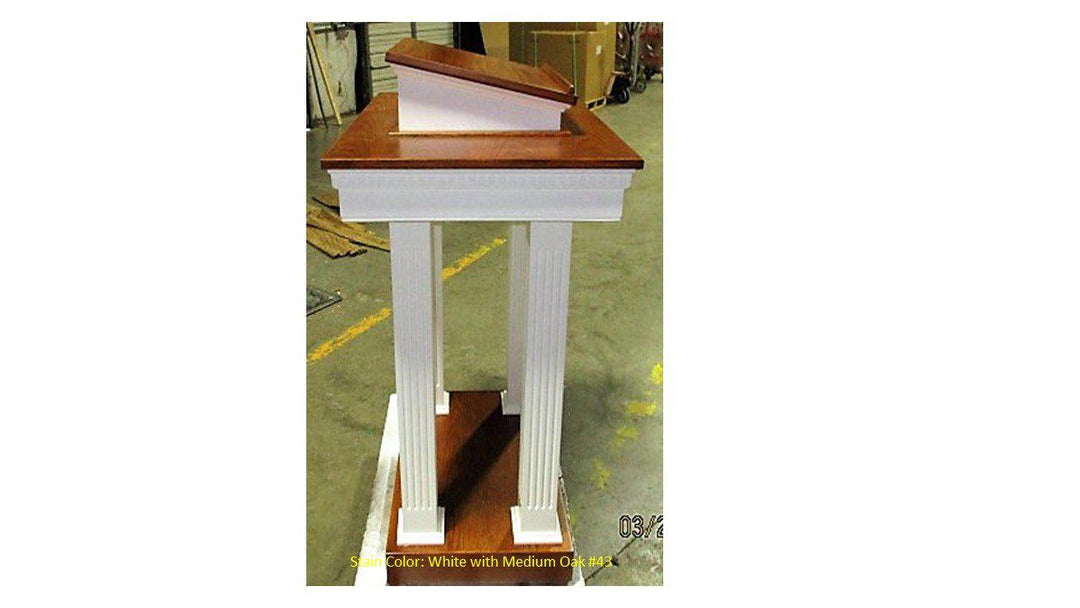 Church Wood Pulpit Pedestal NO 8401-Side Medium Oak 43-Church Solid Wood Pulpits, Podiums and Lecterns-Podiums Direct