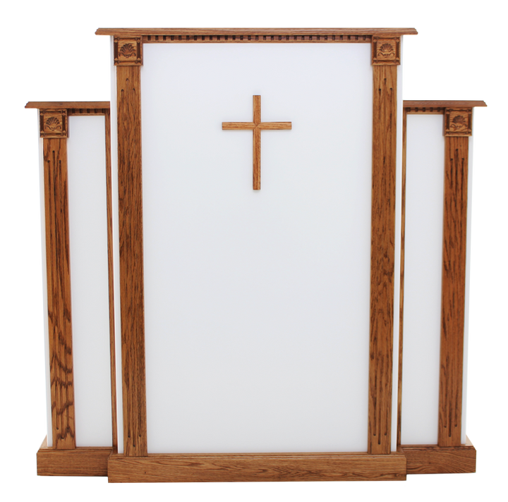 Church Wood Pulpit White w/Cross, Fluting & Scrollwork 900-W-Church Solid Wood Pulpits, Podiums and Lecterns-Podiums Direct