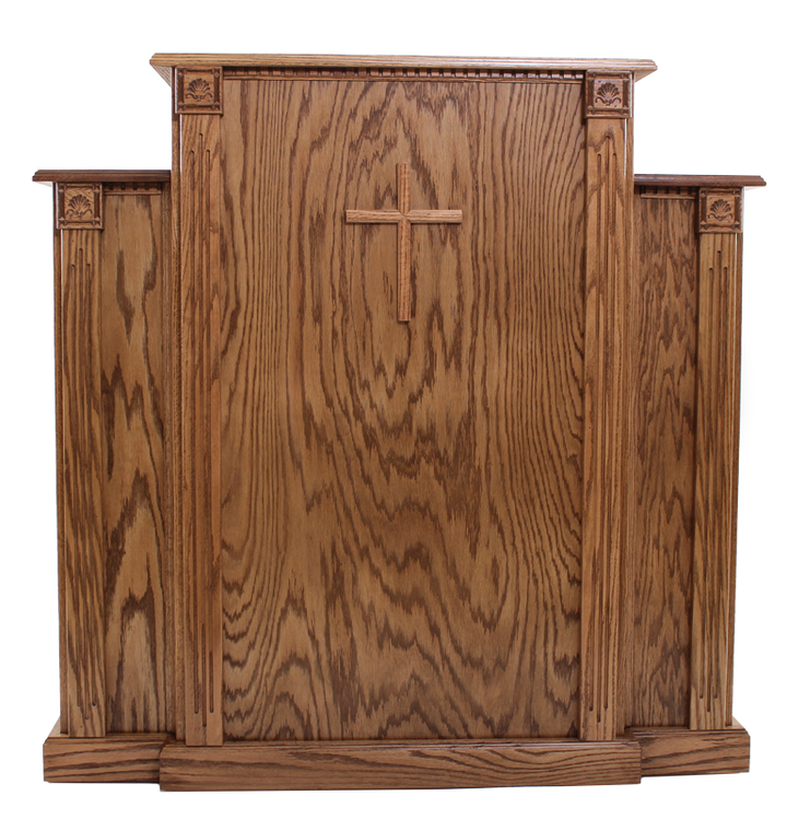 Church Wood Pulpit with Cross, Fluting and Scrollwork 900-Church Solid Wood Pulpits, Podiums and Lecterns-Podiums Direct