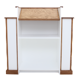 Church Wood Pulpit White w/Cross, Fluting & Scrollwork 900-W-Back View-Church Solid Wood Pulpits, Podiums and Lecterns-Podiums Direct