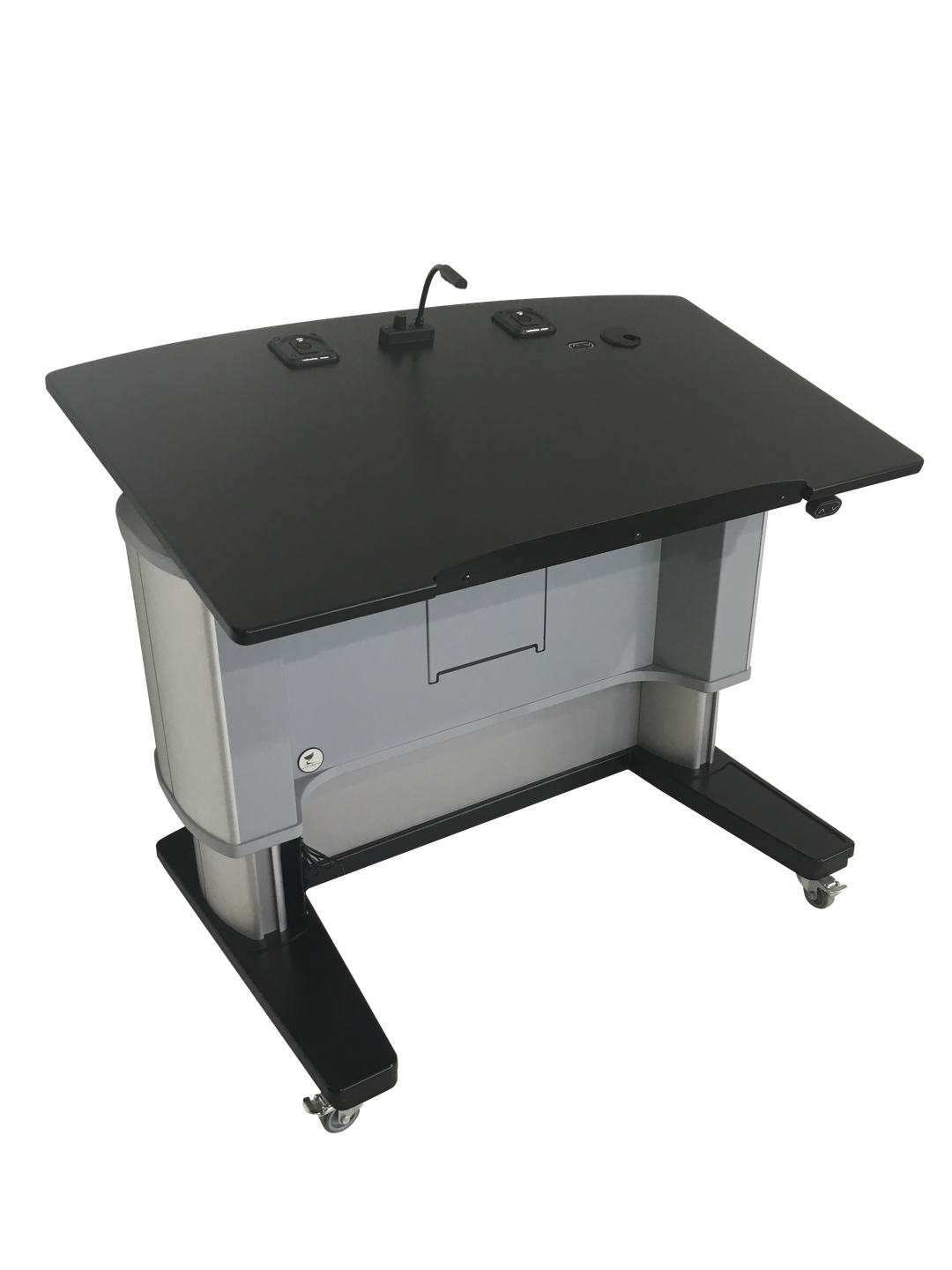 Height Adjustable Podium Aluminum Motorized Accessible Lectern-Back-Height Adjustable Pulpits, Podiums and Lecterns-Podiums Direct