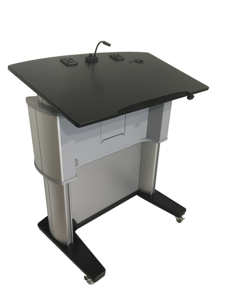 Height Adjustable Podium Aluminum Motorized Accessible Lectern-Back Raised-Height Adjustable Pulpits, Podiums and Lecterns-Podiums Direct