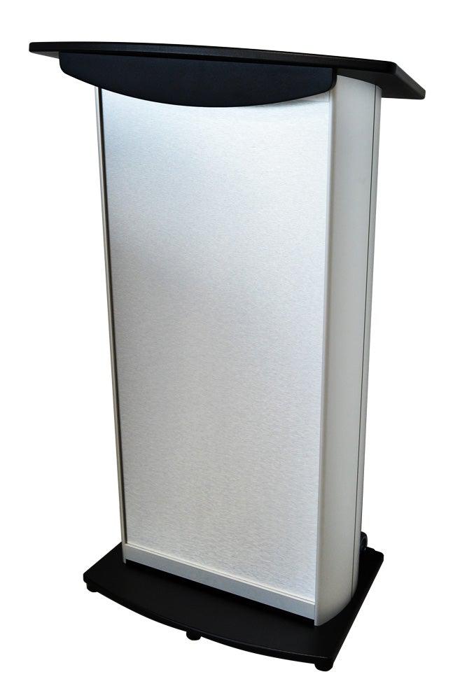 Contemporary Lectern and Podium H2 Standard Aluminum Lectern-Angle Black Top and Base-Contemporary Lecterns and Podiums-Podiums Direct
