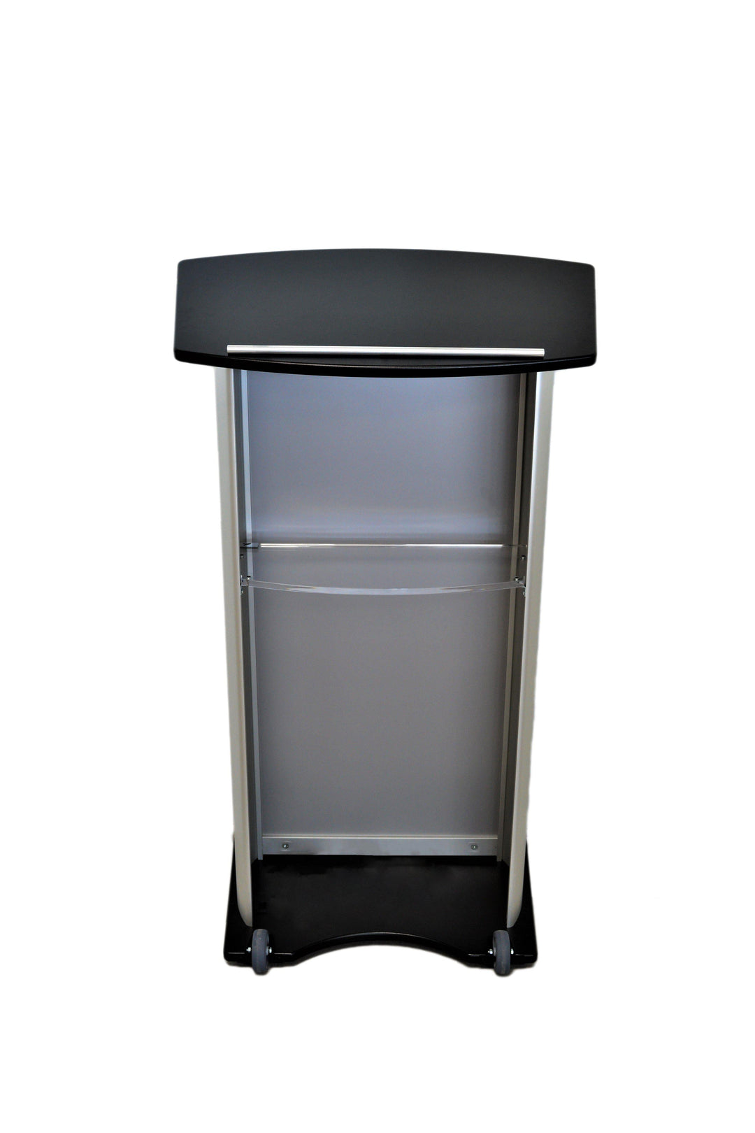 Contemporary Lectern and Podium H2 Standard Aluminum Lectern-Back Black Top and Base-Contemporary Lecterns and Podiums-Podiums Direct