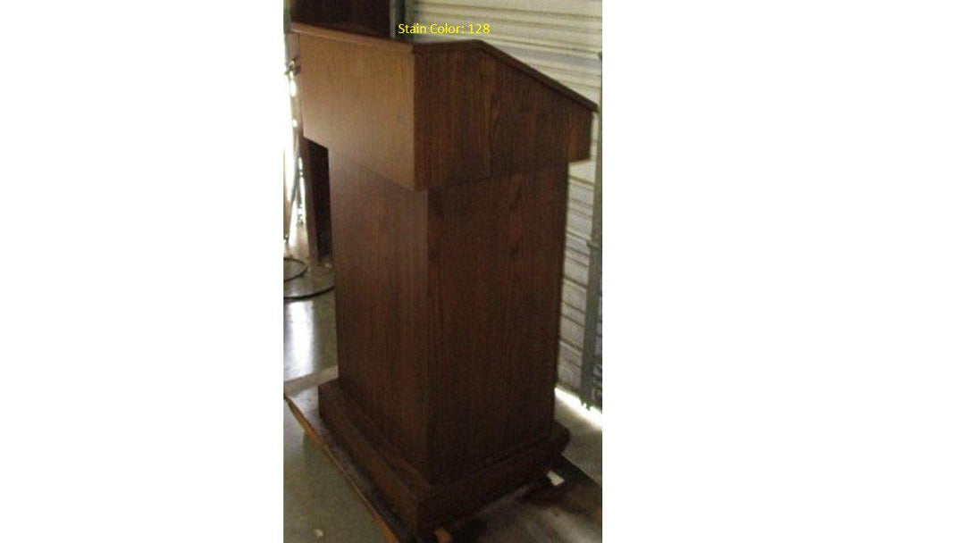 Handcrafted Solid Hardwood Lectern Conquest-Angle Stain 128-Handcrafted Solid Hardwood Pulpits, Podiums and Lecterns-Podiums Direct