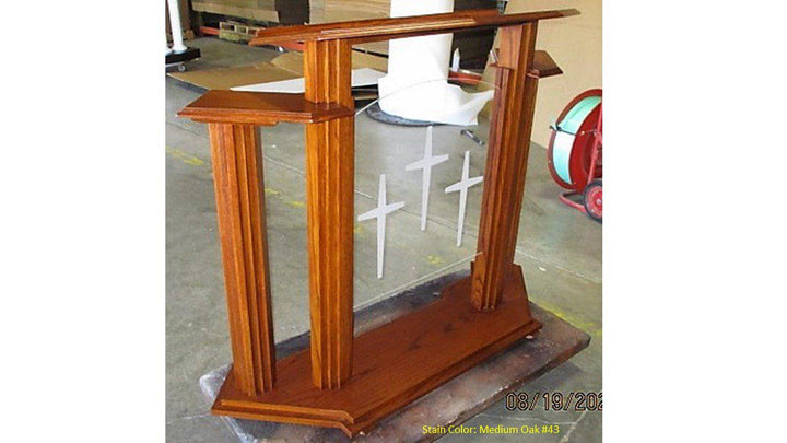 Wood with Acrylic Pulpit w/Wings 702 Proclaimer-Angle Front-Wood With Acrylic Pulpits, Podiums and Lecterns-Podiums Direct