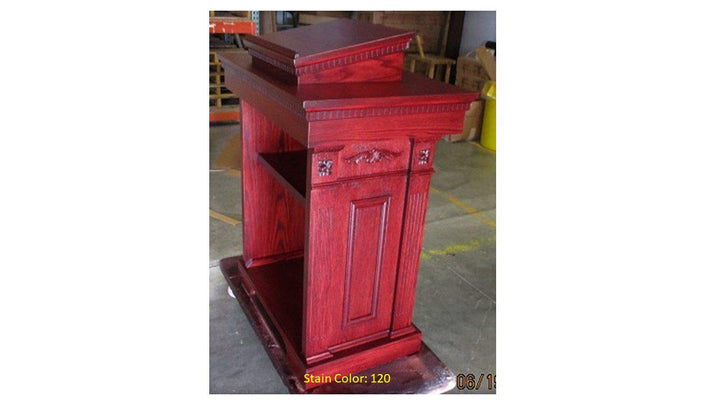 Church Wood Pulpit Tiered TSP-120-Back Side View Stain Color 120-Church Solid Wood Pulpits, Podiums and Lecterns-Podiums Direct