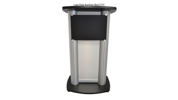 Contemporary Lectern and Podium CS1 Aluminum Lectern-Front with Black Logo Backing-Contemporary Lecterns and Podiums-Podiums Direct