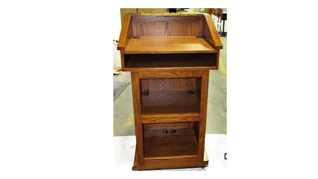 Handcrafted Solid Hardwood Lectern Celebrity-Back Medium Oak 43-Handcrafted Solid Hardwood Pulpits, Podiums and Lecterns-Podiums Direct