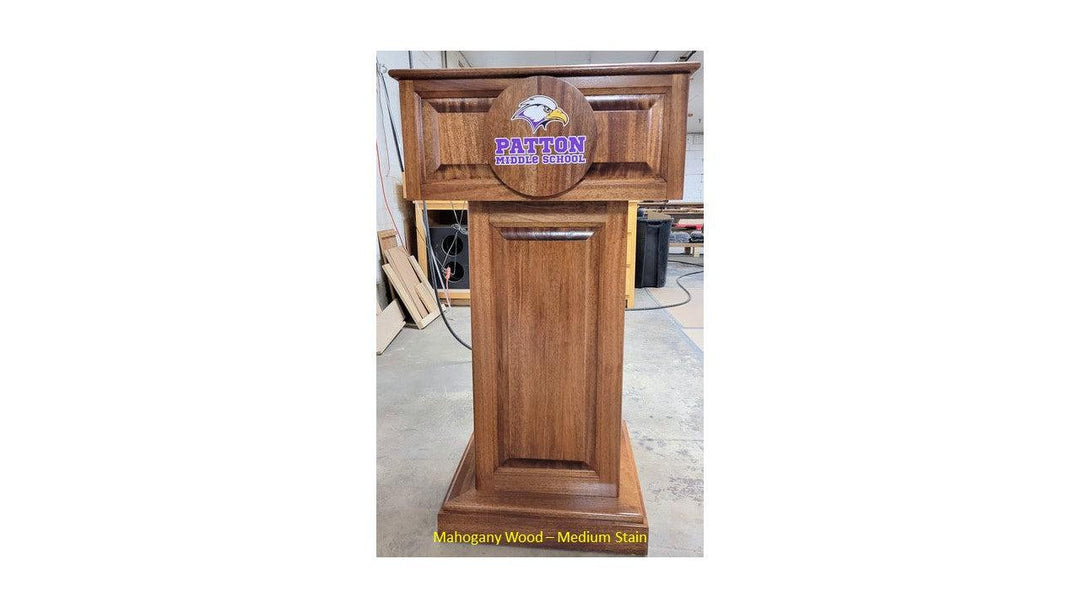 Handcrafted Solid Hardwood Lectern CLR235 Counselor-With Mahogany Wood Medium Stain-Handcrafted Solid Hardwood Pulpits, Podiums and Lecterns-Podiums Direct