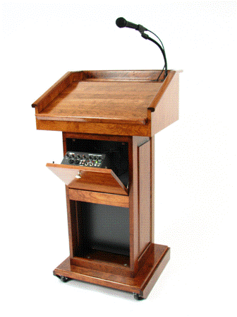 Handcrafted Solid Hardwood Lectern CLR235-EV Counselor Evolution-Back View-Handcrafted Solid Hardwood Pulpits, Podiums and Lecterns-Podiums Direct
