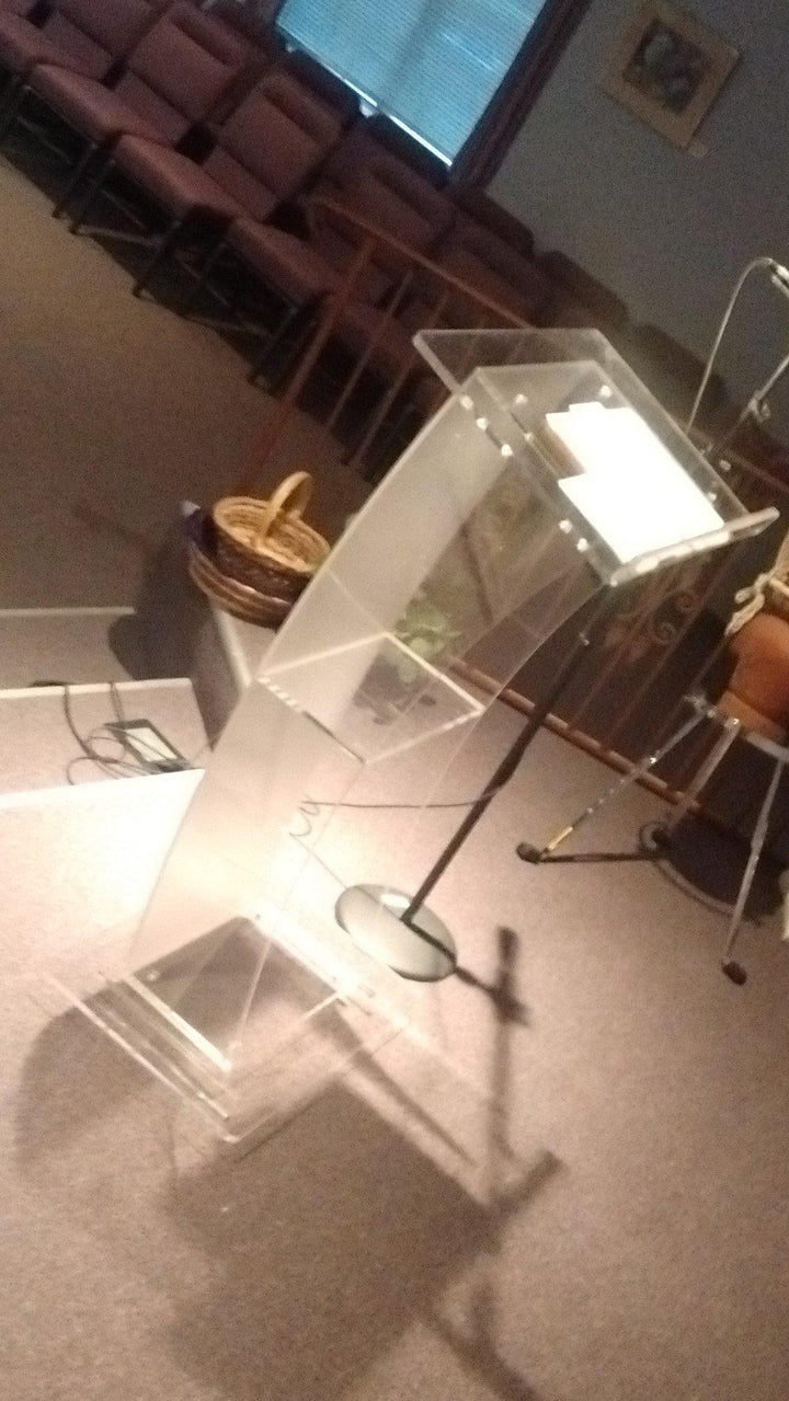 Acrylic Lectern Eclipse-Side View-Acrylic Pulpits, Podiums and Lecterns-Podiums Direct