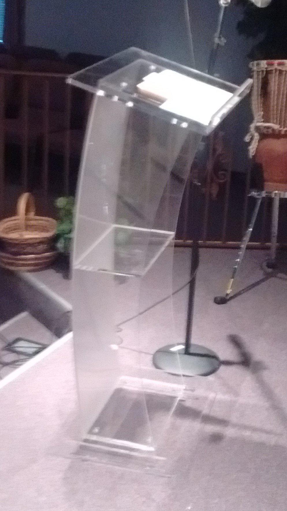 Acrylic Lectern Eclipse-Side Back View-Acrylic Pulpits, Podiums and Lecterns-Podiums Direct