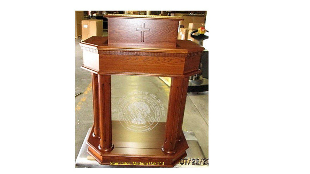 Wood with Acrylic Pulpit 830-Wood With Acrylic Pulpits, Podiums and Lecterns-Front-Podiums Direct