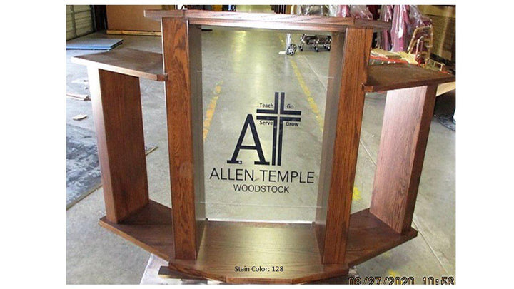 Wood with Acrylic Extra Wide Pulpit 779 Exhorter-Front-Wood With Acrylic Pulpits, Podiums and Lecterns-Podiums Direct