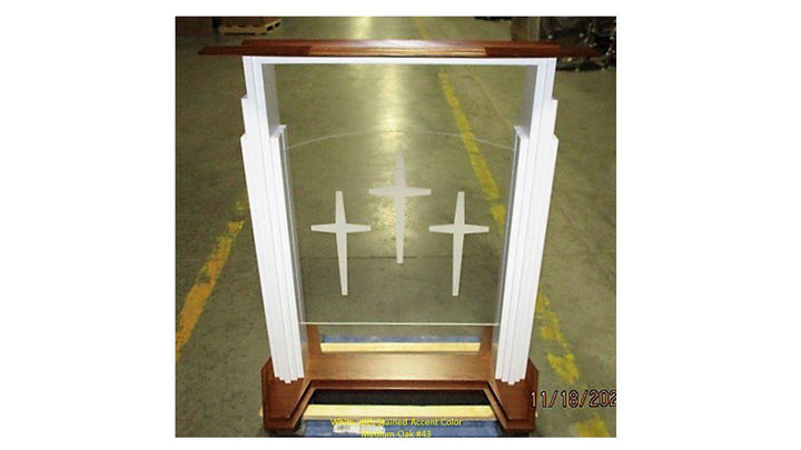 Wood with Acrylic Pulpit 701W Proclaimer-Front-Wood With Acrylic Pulpits, Podiums and Lecterns-Podiums Direct