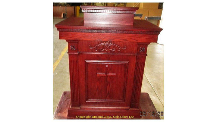 Church Wood Pulpit Tiered TSP-120-With Front Cross-Church Solid Wood Pulpits, Podiums and Lecterns-Podiums Direct