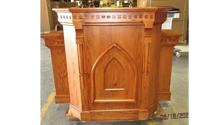 Church Wood Pulpit Wing NO 900W-Front-Church Solid Wood Pulpits, Podiums and Lecterns-Podiums Direct