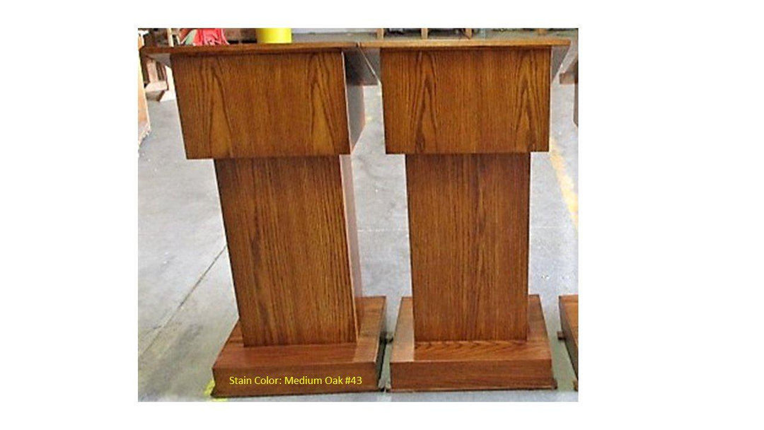 Handcrafted Solid Hardwood Lectern Royal-Front Medium Oak 43-Handcrafted Solid Hardwood Pulpits, Podiums and Lecterns-Podiums Direct