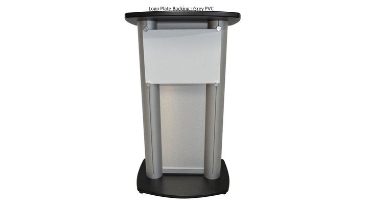 Contemporary Lectern and Podium CS1 Aluminum Lectern-Front with White Logo Backing-Contemporary Lecterns and Podiums-Podiums Direct
